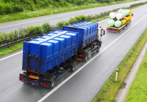 hazardous waste truck on highway